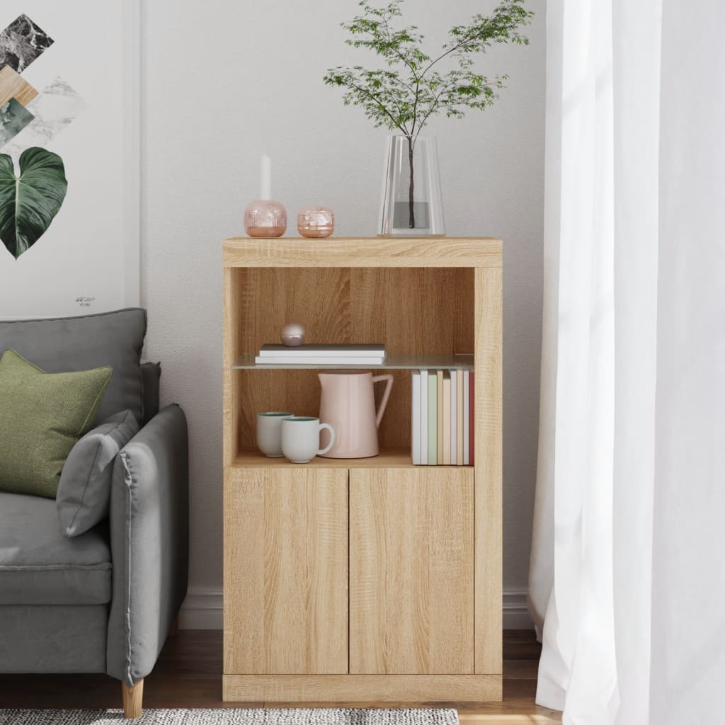 vidaXL Armoire latérale avec lumières LED chêne sonoma