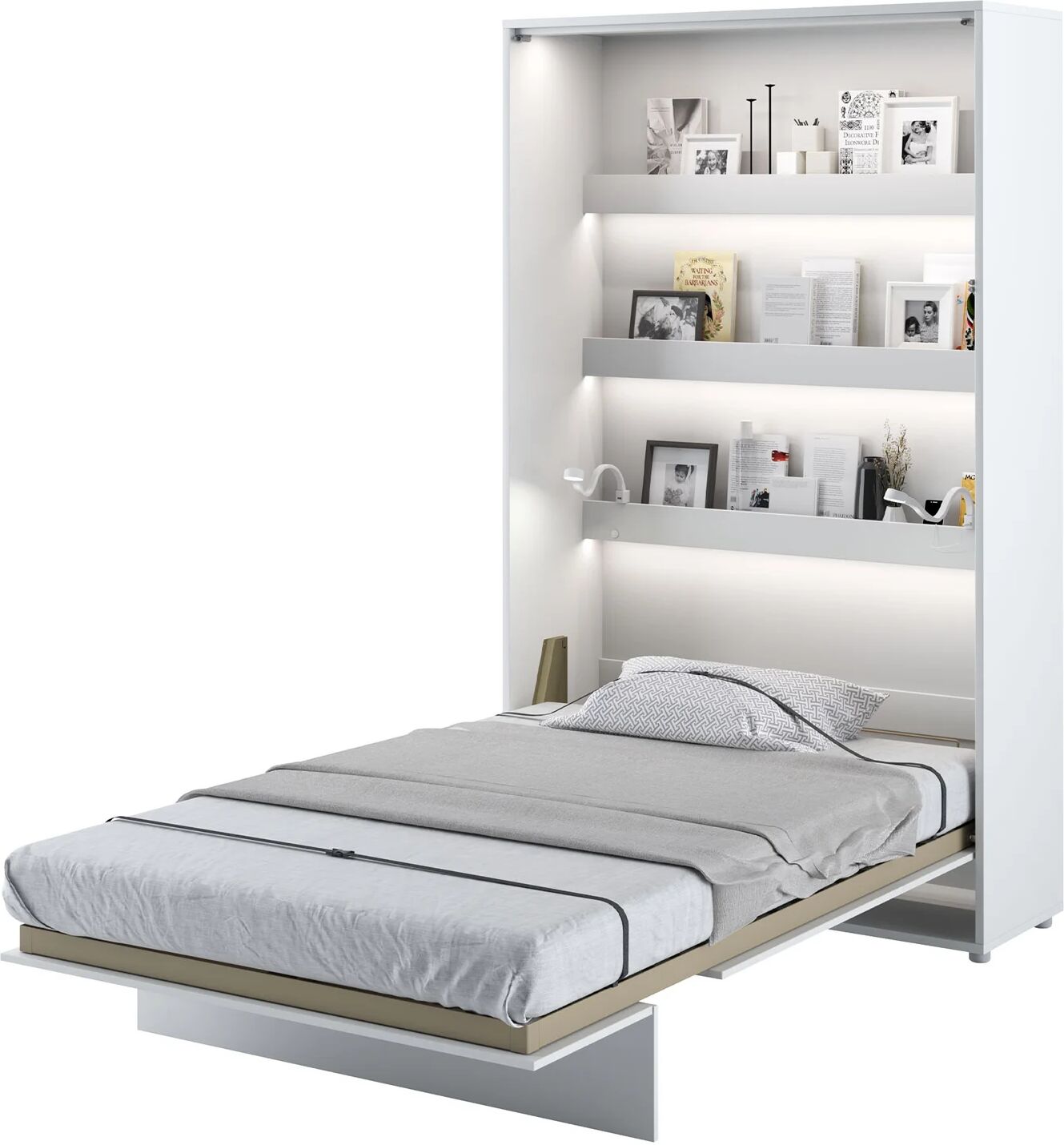 garneroarredamenti Letto a scomparsa verticale 120x200 cm una piazza e mezza bianco Camelio