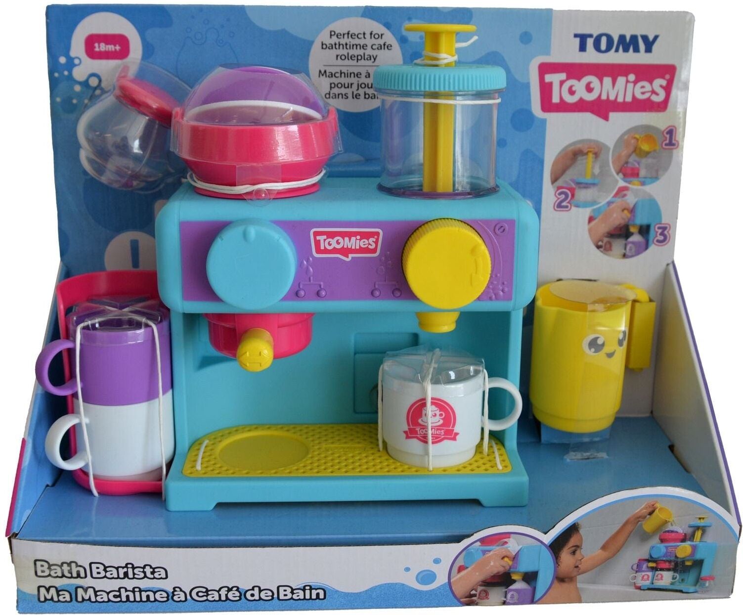 TOMY Toomies Bath Barista Pretend Café Bath Toy for Toddlers 18 months and over