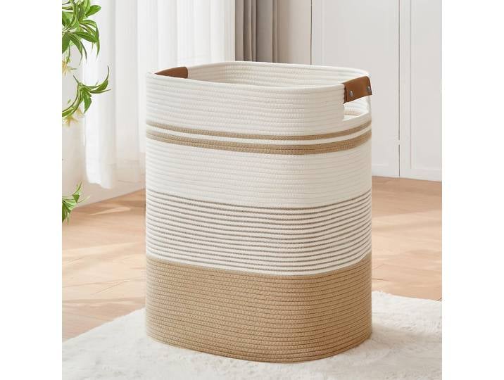 Panier à linge, panier à couvertures pour l'esthétique de la chambre, panier à linge et rangement pour couvertures pour le salon, panier de rangement tressé