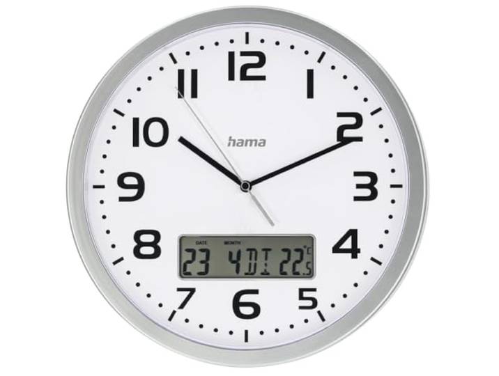 Hama Funkwanduhr Moorea, DCF Funkuhr, Temperatur, analoge Wanduhr