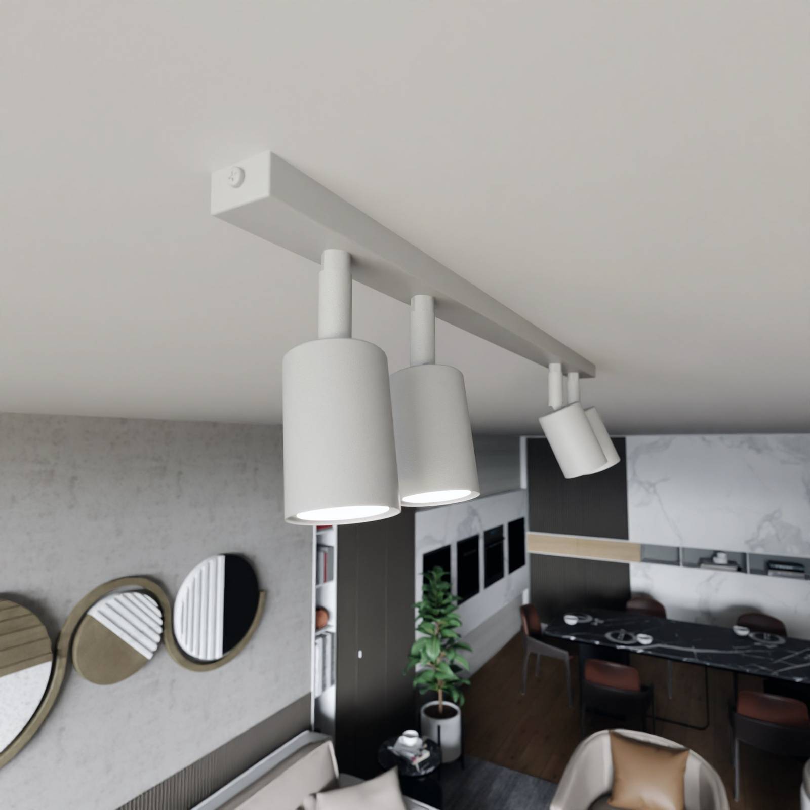 Deckenleuchte Flash, weiß, 4-flammig, Metall Flash EMIBIG LIGHTING, dimmbar, weiß / opal, für Wohn- / Esszimmer, Metall, Modern, Strahler