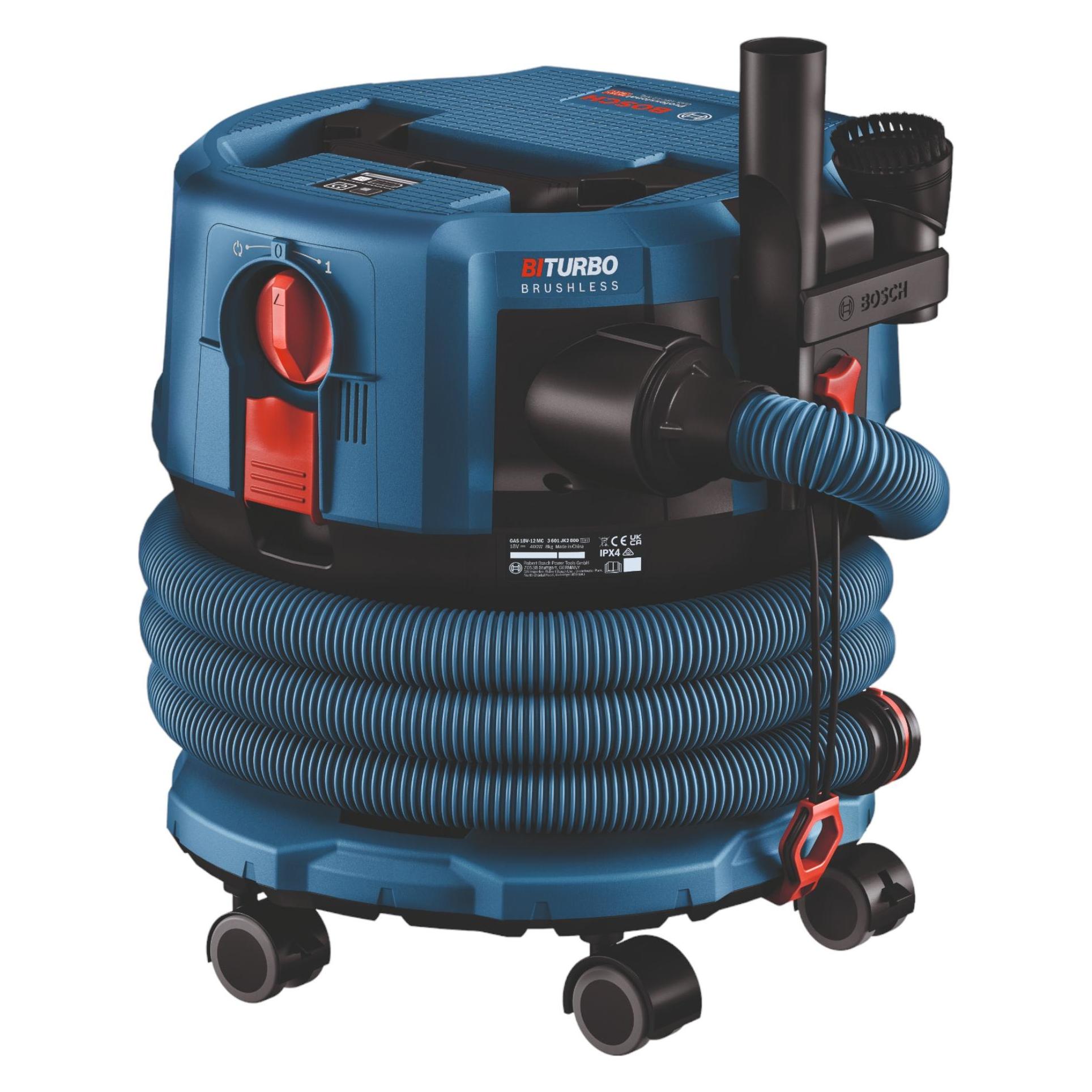 Bosch Professional GAS 18V-12 MC Professional Akku Staubsauger BITURBO Brushless + 1x ProCore Akku 8,0 Ah + (Nass-Trockensauger) (06019K2000)