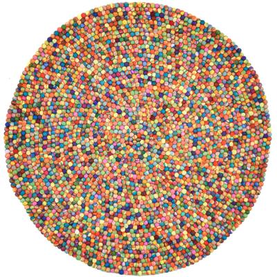 Wollteppich THEKO "Felty 2.2, handgefertigt" Gr. 43, bunt (multi), H:22mm Ø:34cm, Wolle, Teppiche, Filzkugel-Teppich, reine Wolle, auch in rund & als Läufer