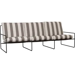Desert Stripe Gartensofa dreifach mit schwarzem Rahmen