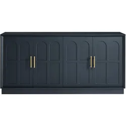 SIDEBOARD Schwarz XL 169 cm mit elegantem Bogendesign & Gold-Akzenten