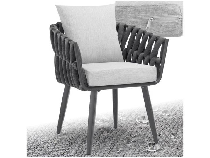 Chaise de jardin - TECTAKE - Chaise LUGANO en aluminium et tressage coussins imperméables 62 5x65 5x75cm - Gris anthracite