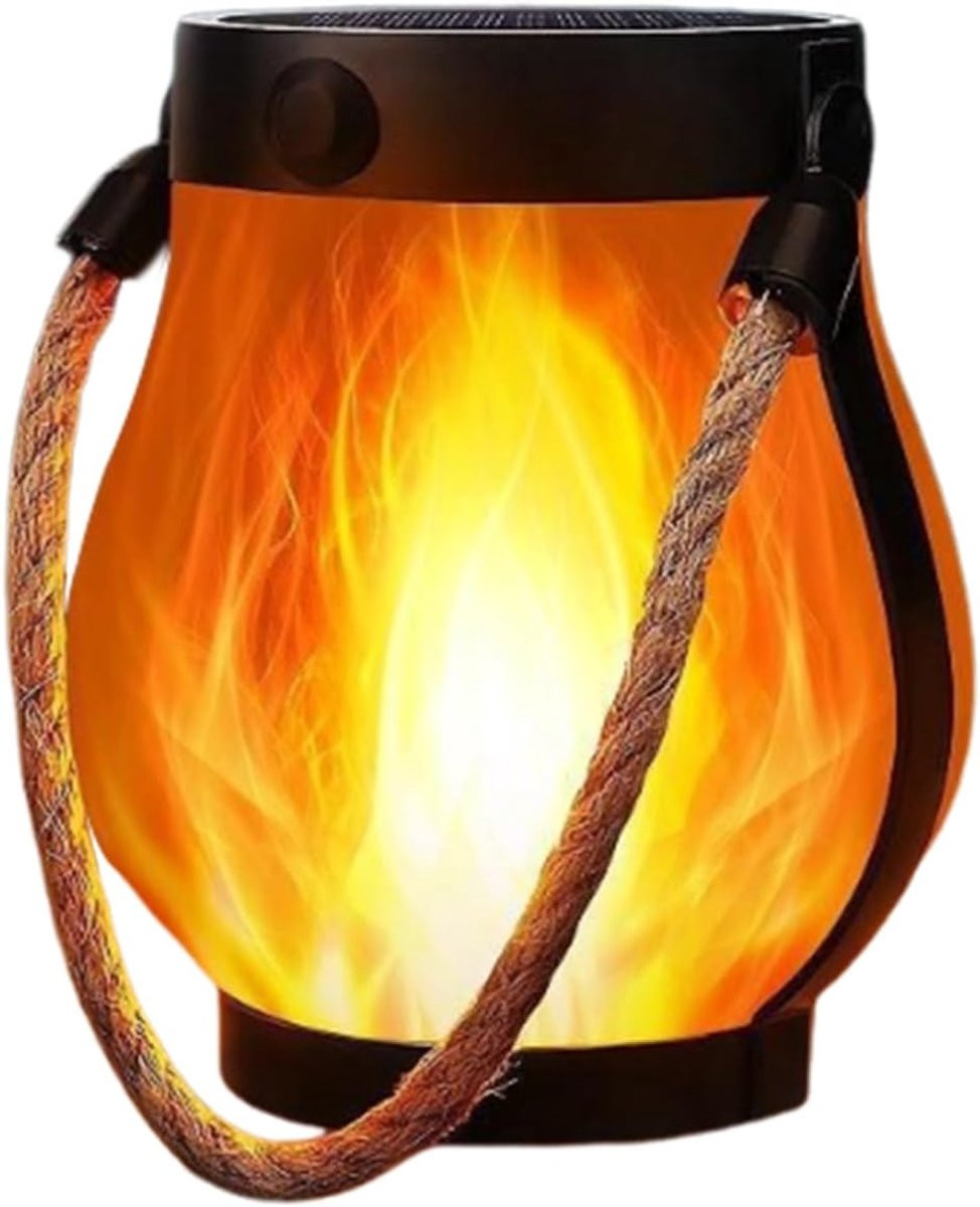 Zonne-lantaarn Hanglamp Vlam met Flikkerend Vlam Effect voor Buiten Decoratie - 14,5 x 12,5 cm