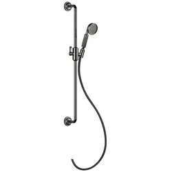 Gessi Venti20 Brausestange mit gebogener Halterung, mit schwenkbarem Brausehalter, Wandmontage, 1-Strahl, 1/2 Anschluss, 65144706, Farbe: Metall Schwarz PVD