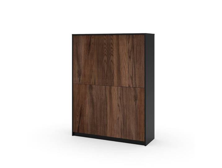 Buffet haut en mélamine et MDF noir/chêne Rio