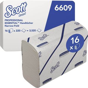 Scott Papierhandtücher Essential, 6609, 2-lagig, Zick-Zack-Falz, weiß, Recyclingpapier, 21,2x18,6cm, 3520 Stück