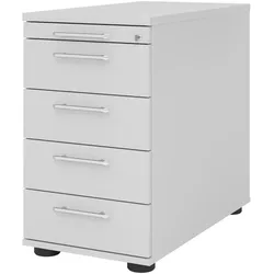 bümö Schreibtisch Schrank abschließbar, Schubladenschrank Holz in grau, Container mit Schubladen - Schubladen Schrank Büro, Schreibtisch Container