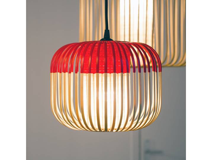 Suspension Bamboo XS, rouge, Ø 27 cm - Forestier - Salon / séjour - Design - Bambou - À ampoule unique