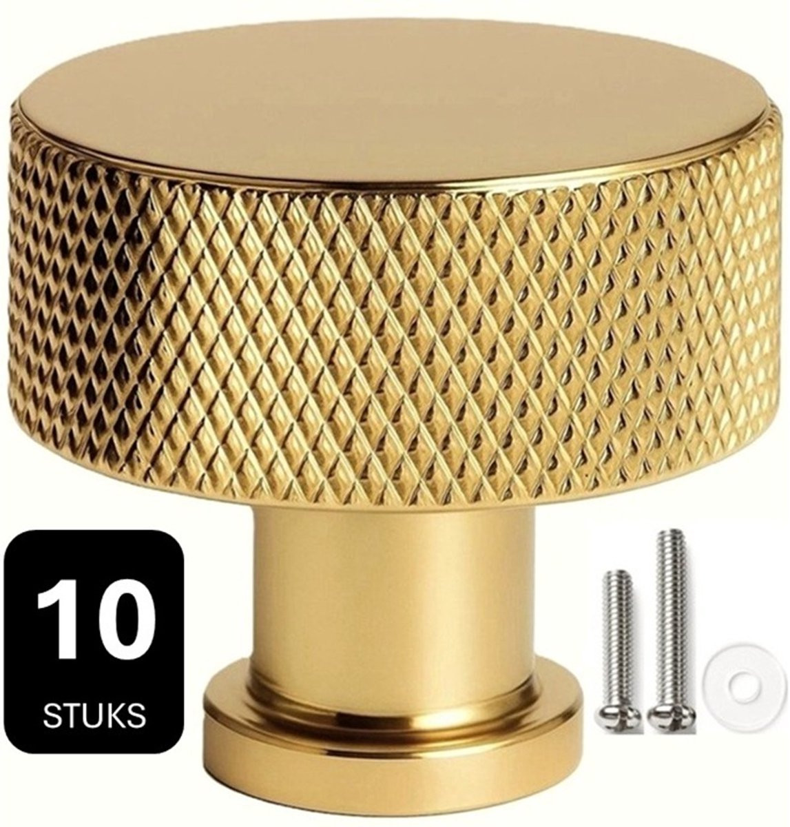 MSQDESIGN Luxe Kastknoppen Goud Glanzend Metaal - Set van 10 Meubelknopjes