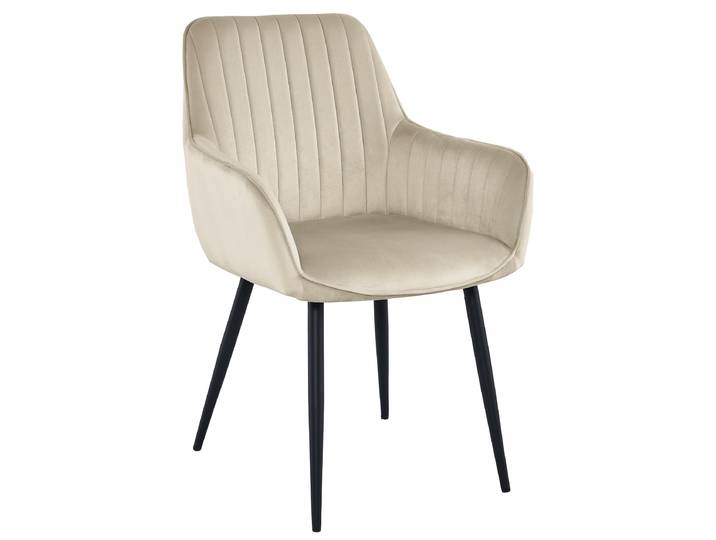 Chaise - Leobert - Solden - Velours Beige/Pieds Noirs