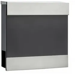 CMD Creative Metalldesign Briefkasten mit Zeitungshalter, anthrazit / Edelstahl-Klappe, Edelstahl-Leiste abnehmbar / freie Position CMD-9047