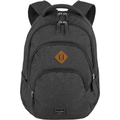 Laptoprucksack TRAVELITE "BASICS Melange", Gr. B/H/T: 31cm x 45cm x 16cm, grau (anthrazit), Polyester, unifarben, Basic, Rucksäcke Laptoprucksack, ideal für Freizeit, Arbeit, Schule und Reisen