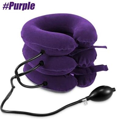 Friendly Fresh Finds Cervical Neck Traction Device Inflatable Neck Stretcher For Home Relief, Chronic Neck & Shoulder Pain Aligner purple