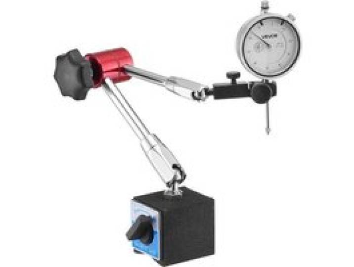 VEVOR Indicateur de test à cadran avec support magnétique flexible, comparateur à cadran, précision de 0,03 mm, plage de mesure de 0 à 25,4 mm, bras long réglable, pour configuration de la machine