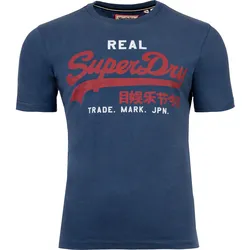 Superdry Herren T-Shirt - VI Classic Tee, T-Shirt, Rundhals, Baumwolle, Logo, einfarbig Blau / 2XL