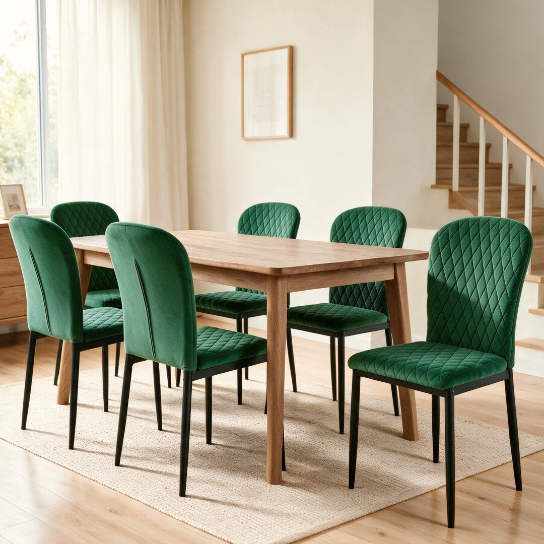 Brayden Studio Modern Velvet Armless Upholstered Parsons Chair with Diamond Stitching for Dining Room, Restaurant, Bar Green 91.5cm H X 42cm W X 51.5cm D