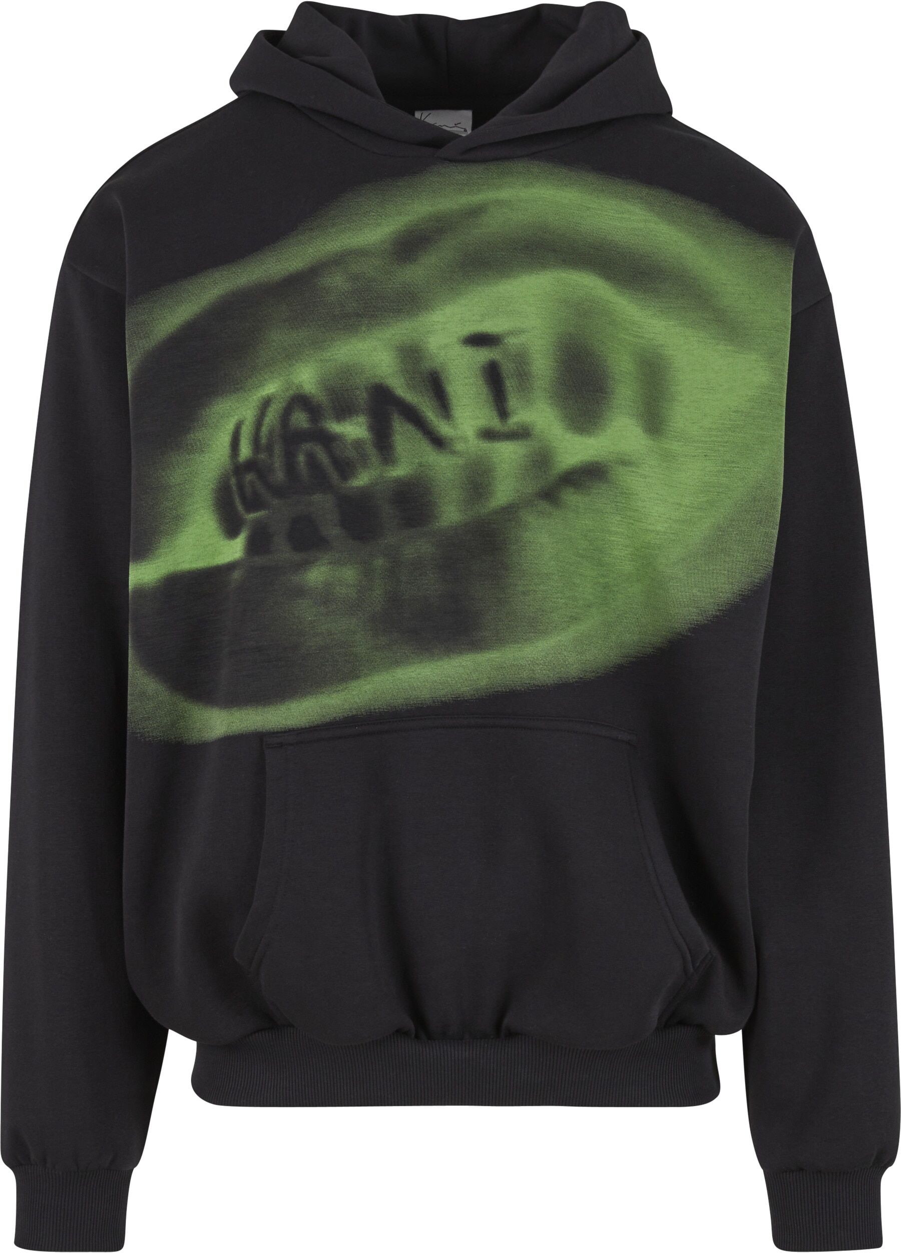 Kapuzensweatshirt KARL KANI "Karl Kani Karl Kani Retro Kani Grillz OS Hoodie", Herren, Gr. XXL, grün (schwarz, grün), 65% Baumwolle (Bio), 35% Polyester (Recycelt), bedruckt, Rundhals, Sweatshirts