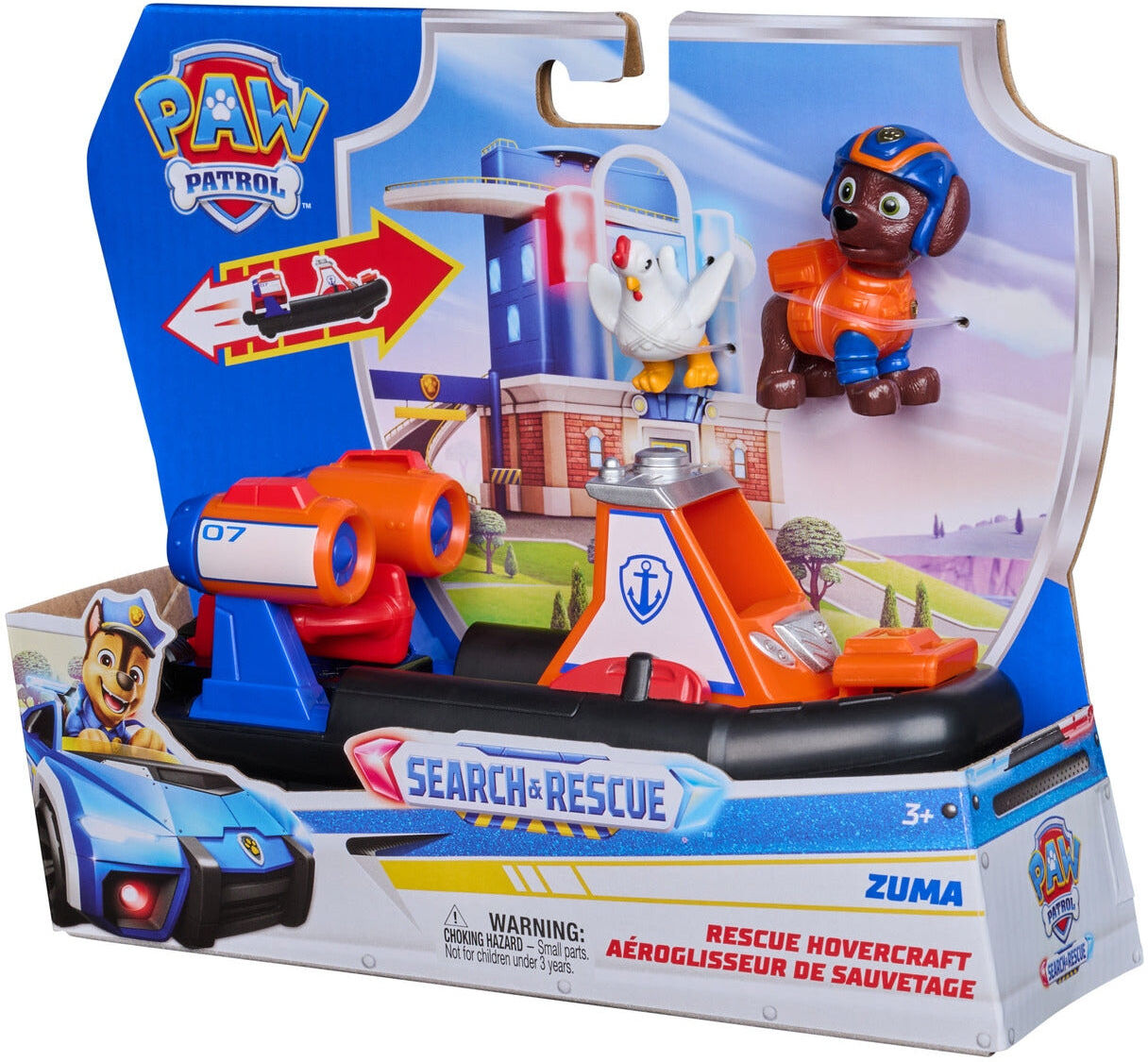 Spin Master PAW Patrol Search ; Rescue Zuma Rescue Hovercraft with 2 Figures - Includes Zuma figure and Chickaletta - Pull-back action - For Kids