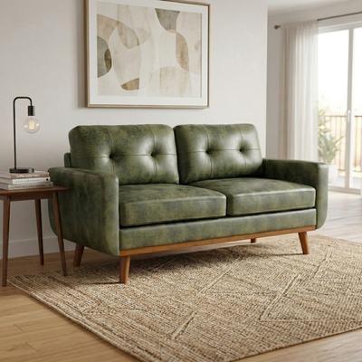 Loedds 65-Inch 2-Seat Polyester Sofa with Solid Wood Legs and Minimalist Design