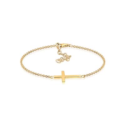Armkette ELLI "Armband Kreuz Horizontal Schlicht 925 Silber" Gr. 180, gold, Armbänder, Damen, 180, Silber 925 (Sterlingsilber), Armkette