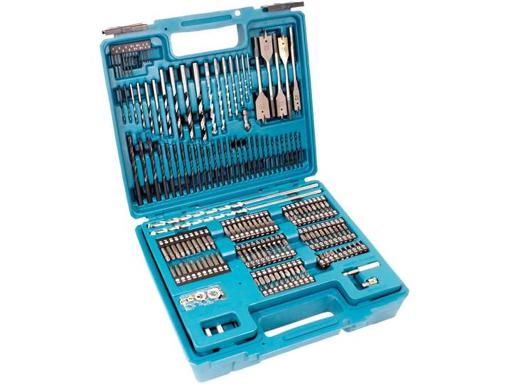 Bohrer- und Bitset MAKITA, blau (petrol), Kunststoff, Bits, Bohrer- und Bitset, 256-tlg., inkl. Aufbewahrungskoffer