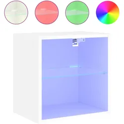 vidaXL Wand-Nachttisch mit LED-Leuchten Weiß