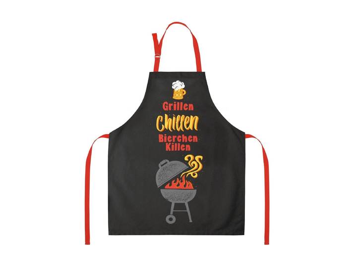 Grillschürze SHEEPWORLD Grillen, Chillen, Bierchen killen , schwarz, B:70cm L:87cm, Baumwolle, Schürzen, Grillschürze