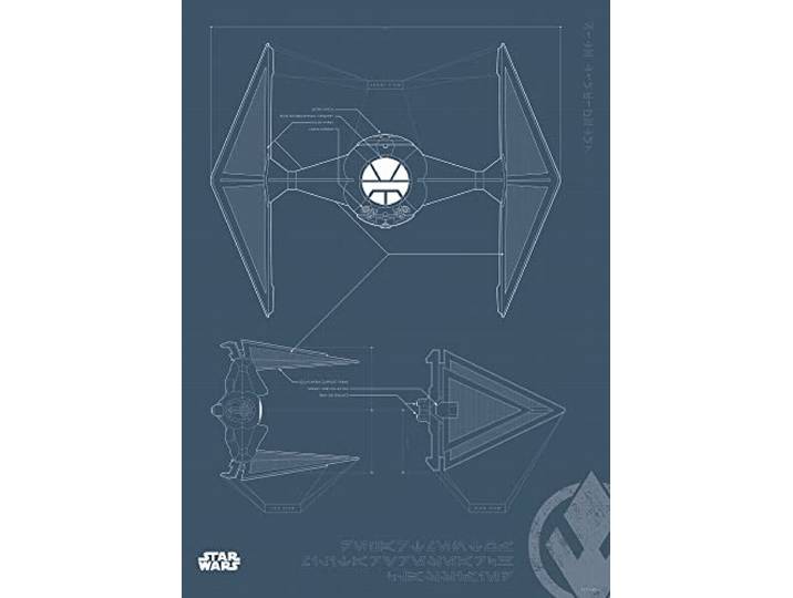 Komar Star Wars Blueprint Sith TIE-Fighter - Größe: 50 x 70 cm, Wandbild, Poster, Kunstdruck (ohne Rahmen)