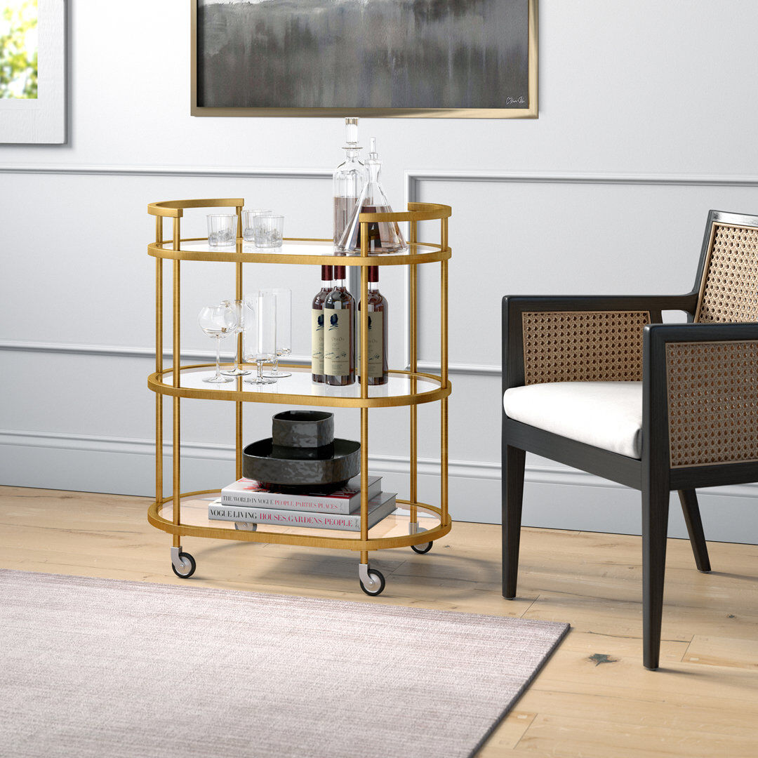 Blue Elephant Metal Bar Cart Brass 76.2cm W