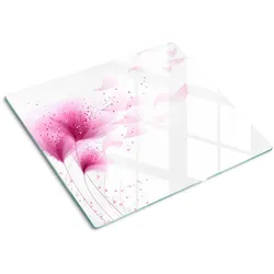 GLASPLATTE 60x52 cm Rosa Blume