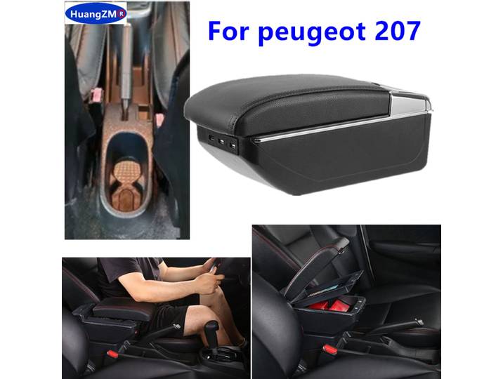 Boîte d'accoudoir pour Peugeot 207, boîte d'accoudoir pour Peugeot 207CC, boîte de rangement centrale, accessoires de voiture dédiés à la rénovation intérieure