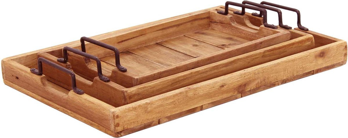 Set van 3 Teak dienbladen Gloria