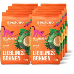Eduscho Lieblingsbohnen Vollmundig - 8 x 750 g Ganze Bohne - Intensität: 4/5