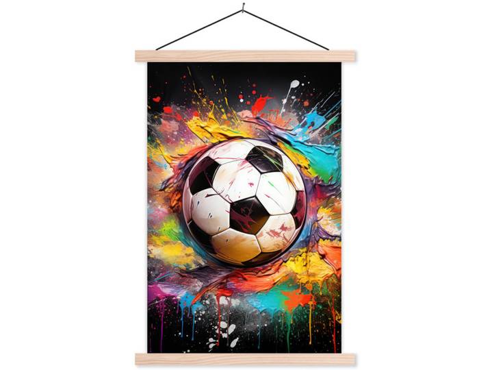 MuchoWow Poster MIT Magnetleisten - Fußball - Farbe - Farben - Schwarz - Weiß - 60x90 cm, Textil, Rechteckig, 60x90x0.15 cm, Bilder & Rahmen, Bilder, Wandbilder