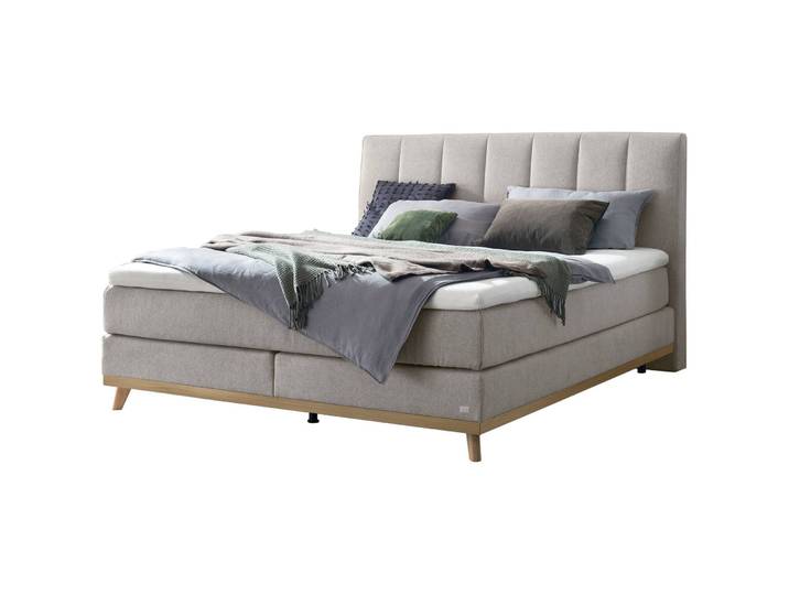 Hasena Boxspringbett Stefania Light Grey Stoff 200 x 200 cm - Boxspringbett