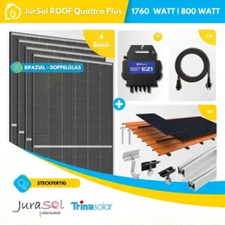Balkonkraftwerk für Ziegeldach APSystems - 1800 Watt 800 Watt - Bifazial Doppelglas - JurSol ROOF Quattro Plus