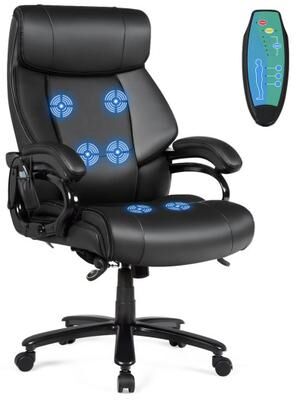 Costway Big & Tall 400lb PU Leather Massage Office Chair-Black