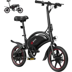 DYU D3S E-Bike 36V Klapprad Kompakt-/Faltrad (Laufradgröße: 14 Zoll, Erwachsene-Rad, 360 Wh, Schwarz (Black))