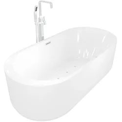 AcquaVapore freistehende Badewanne Wanne Whirlpool F16 170x80cm mit Luftmassage mit Armatur AF05
