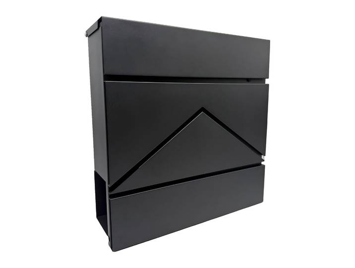 Briefkasten mit Zeitungsfach Metall Schwarz