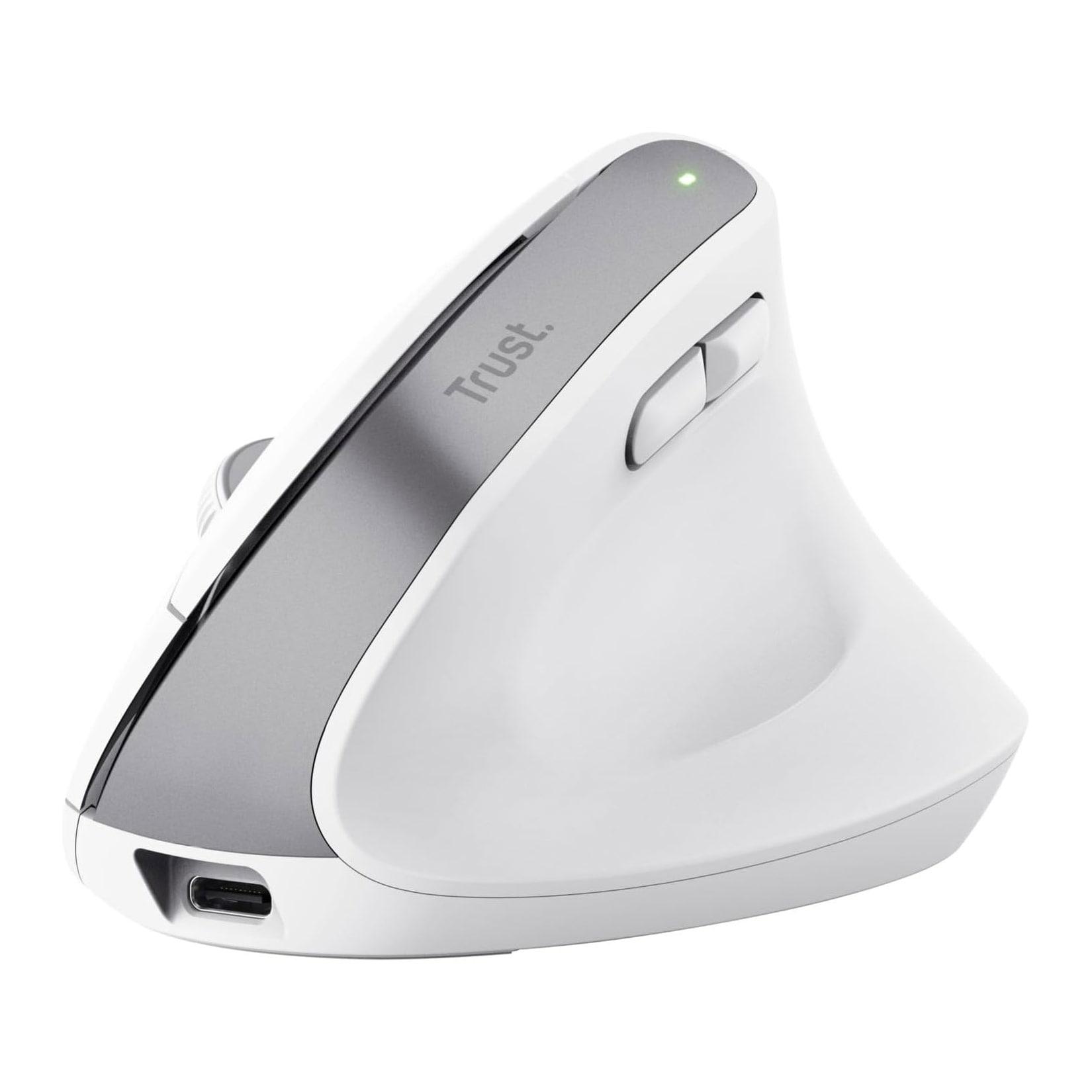 Trust Bayo+ Ergonomische kabellose Maus für mehrere Geräte, Weiß (25399)