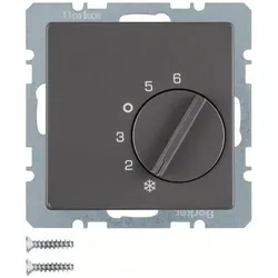 Berker Temperaturregler 20266086 m. Wechsler Q.1/Q.3 anthrazit, samt, Thermostat, Grau
