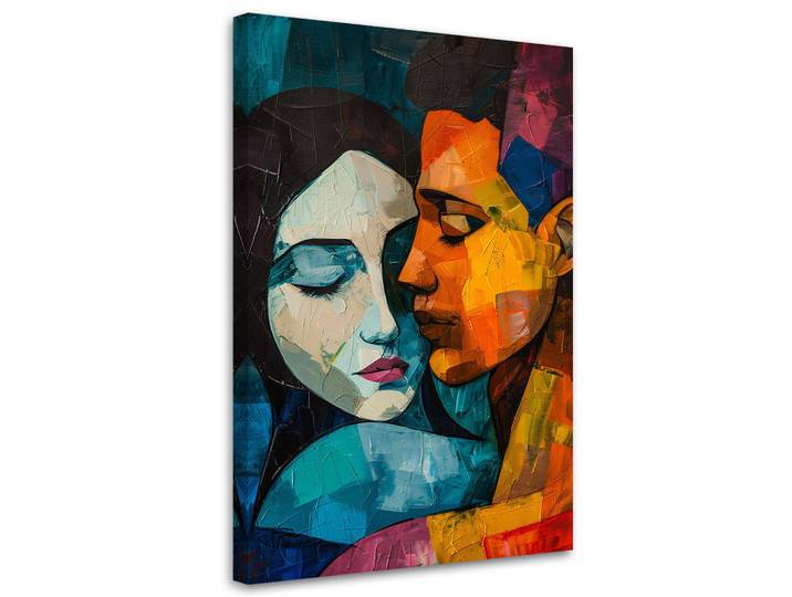 Feeby Leinwandbild Weiblich Männlich Liebe 70x100cm, Mehrfarbig, Herz/Romantik, Rechteckig, 70x100 cm, Bilder & Rahmen, Bilder, Leinwandbilder