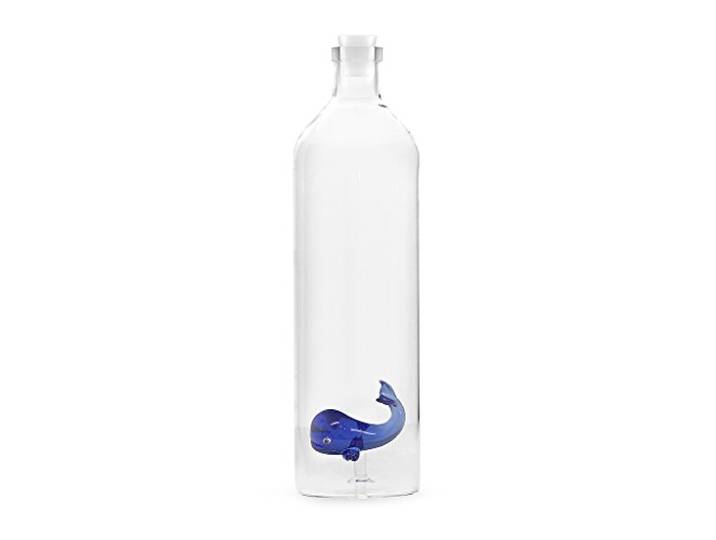 Balvi Atlantis Whale Fles Waterfles Figuur binnen bevestigd Borosil silicium dop