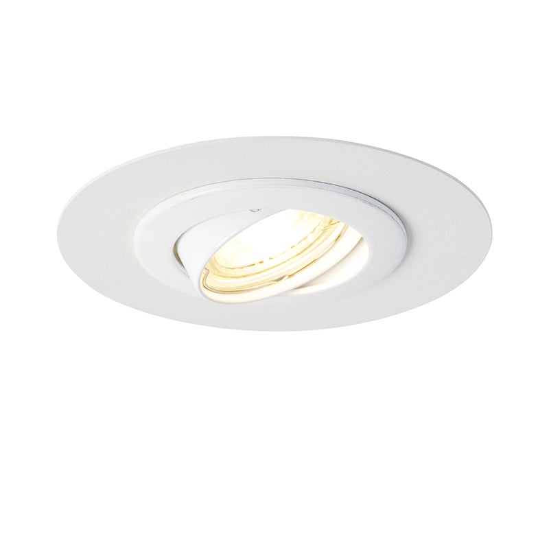 Qazqa Ronde inbouwspot wit kantelbaar met opvulring